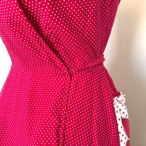 60's Dress - Wrap Around - Red Polka Dot - Summer - Handmade - Size Small/Medium - Picture 12 of 15
